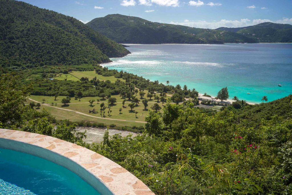 View over White Bay Beach, Guana Island, British Virgin Islands