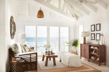 Interiors of a room at Guana Island, British Virgin Islands