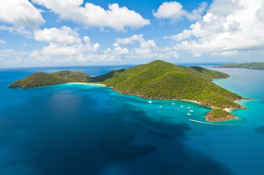 Aerial view of Guana Island, British Virgin Islands