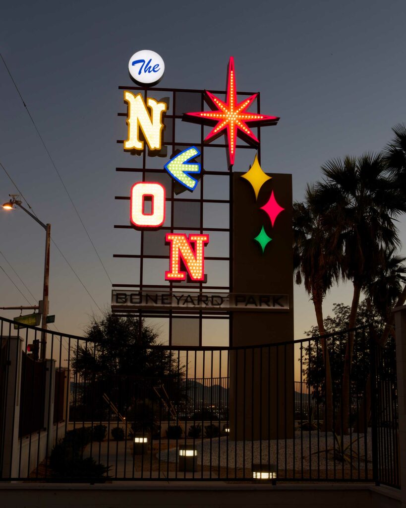 A sign at the Neon Museum, which can't be missed on a trip to Las Vegas with children