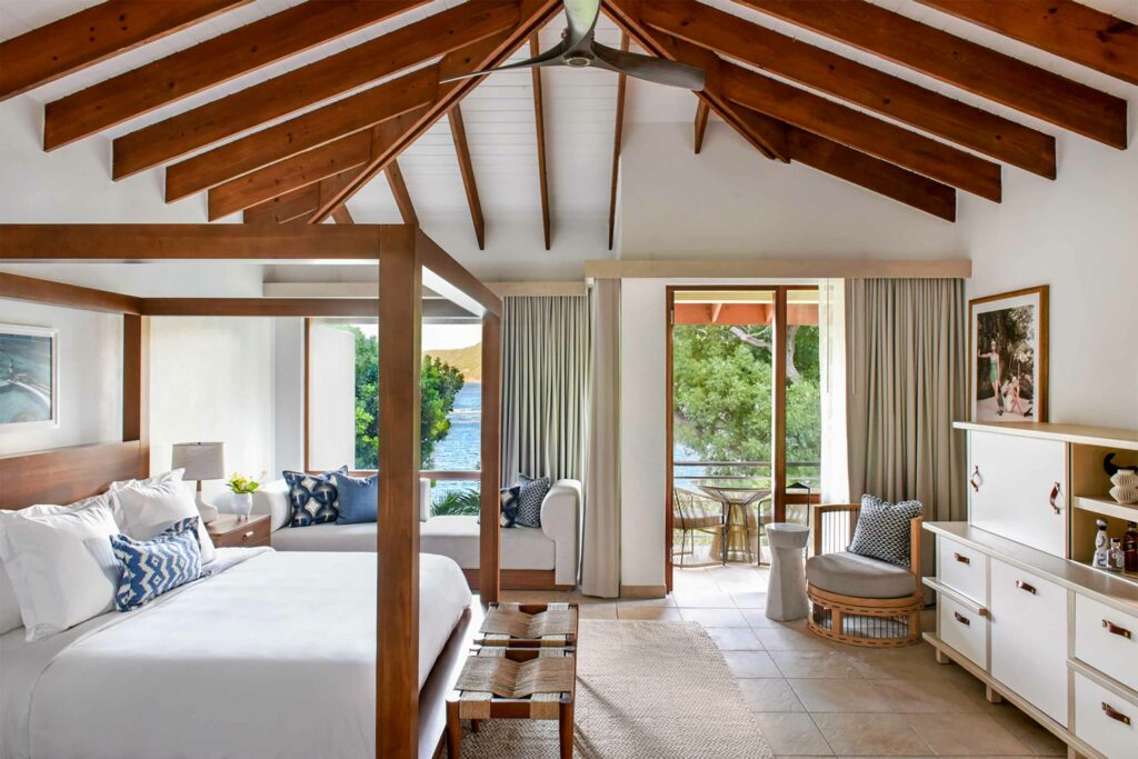 A bedroom at Rosewood Little Dix Bay, Virgin Gorda, British Virgin Islands