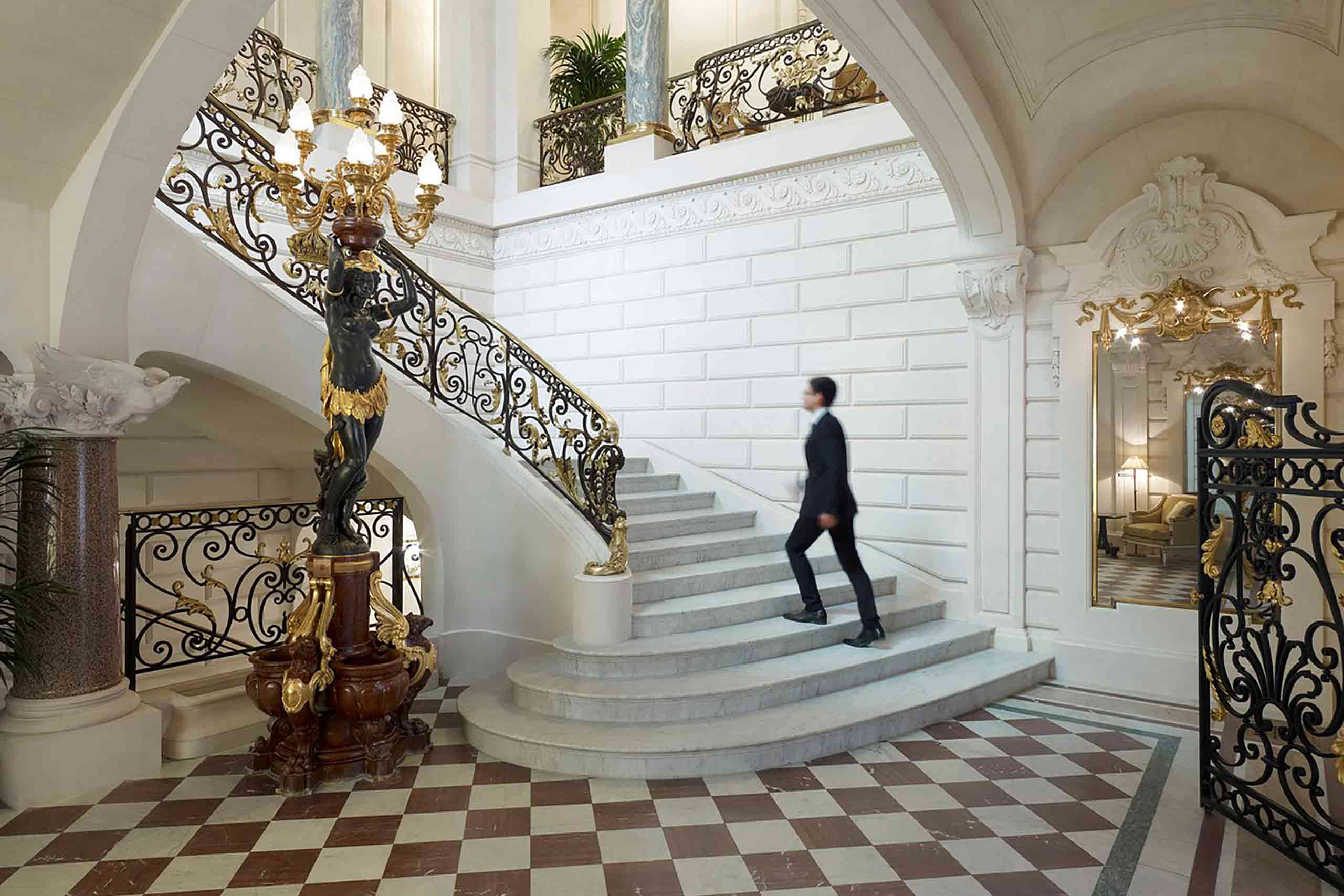 Grand staircase at the Shangri-La Paris.