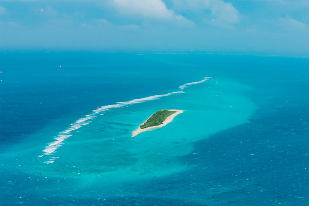 Aerial view of Soneva Secret, Maldives
