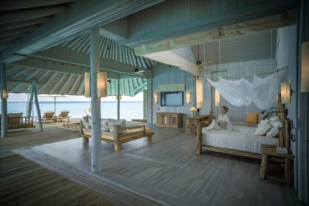 A bedroom at Soneva Secret, Maldives