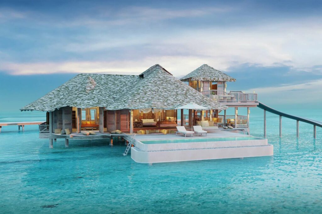 An overwater villa at Soneva Secret, Maldives