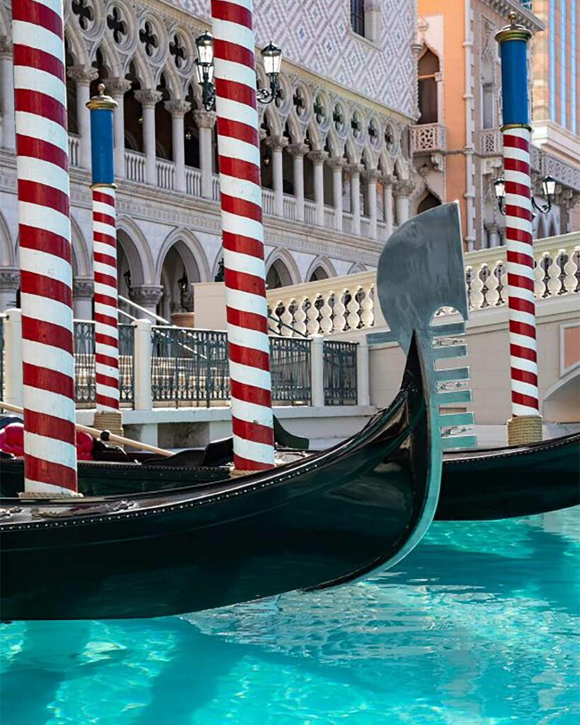 Gondolas in a canal at The Venetian Resort