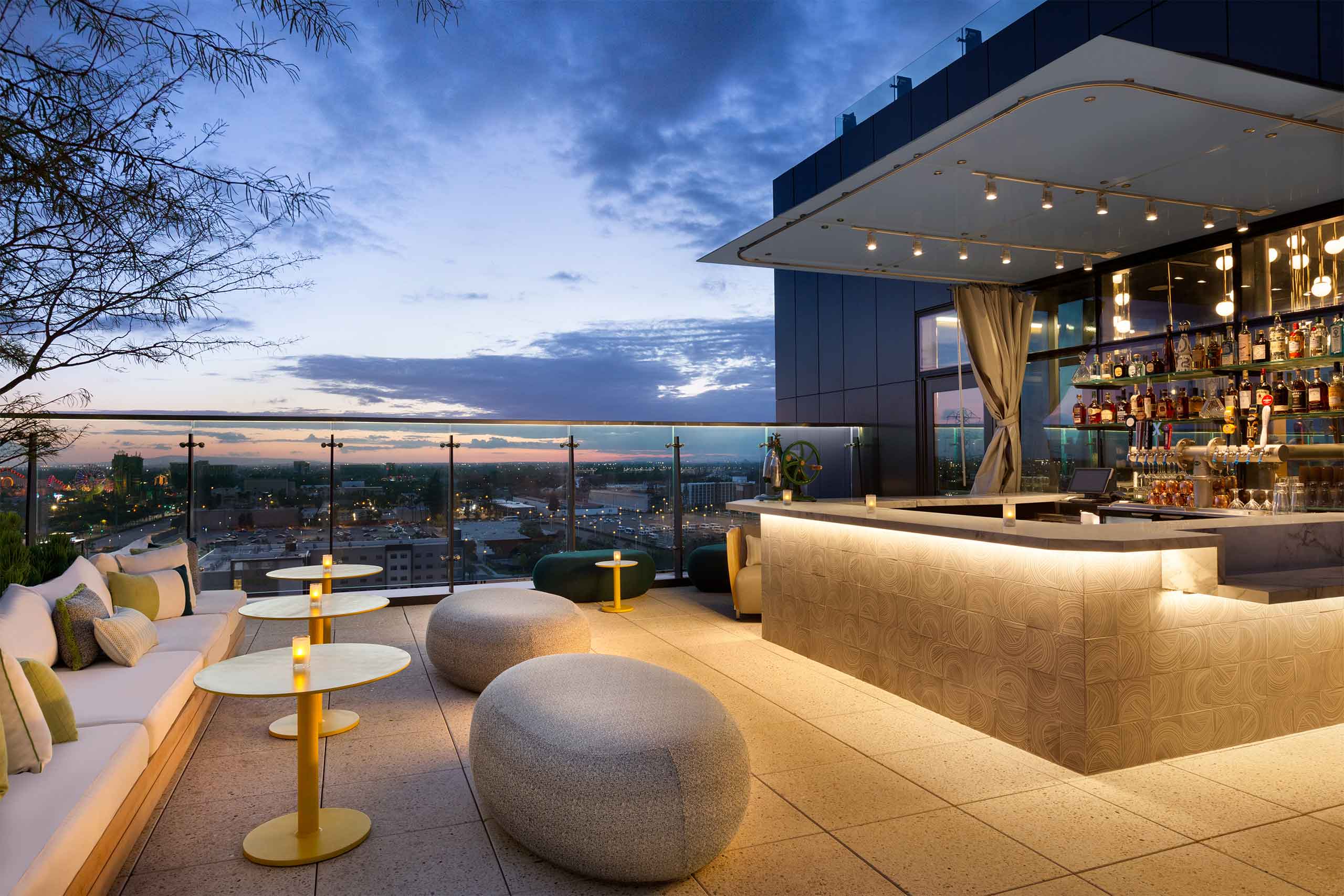 Rooftop dining space at The Viv Hotel.