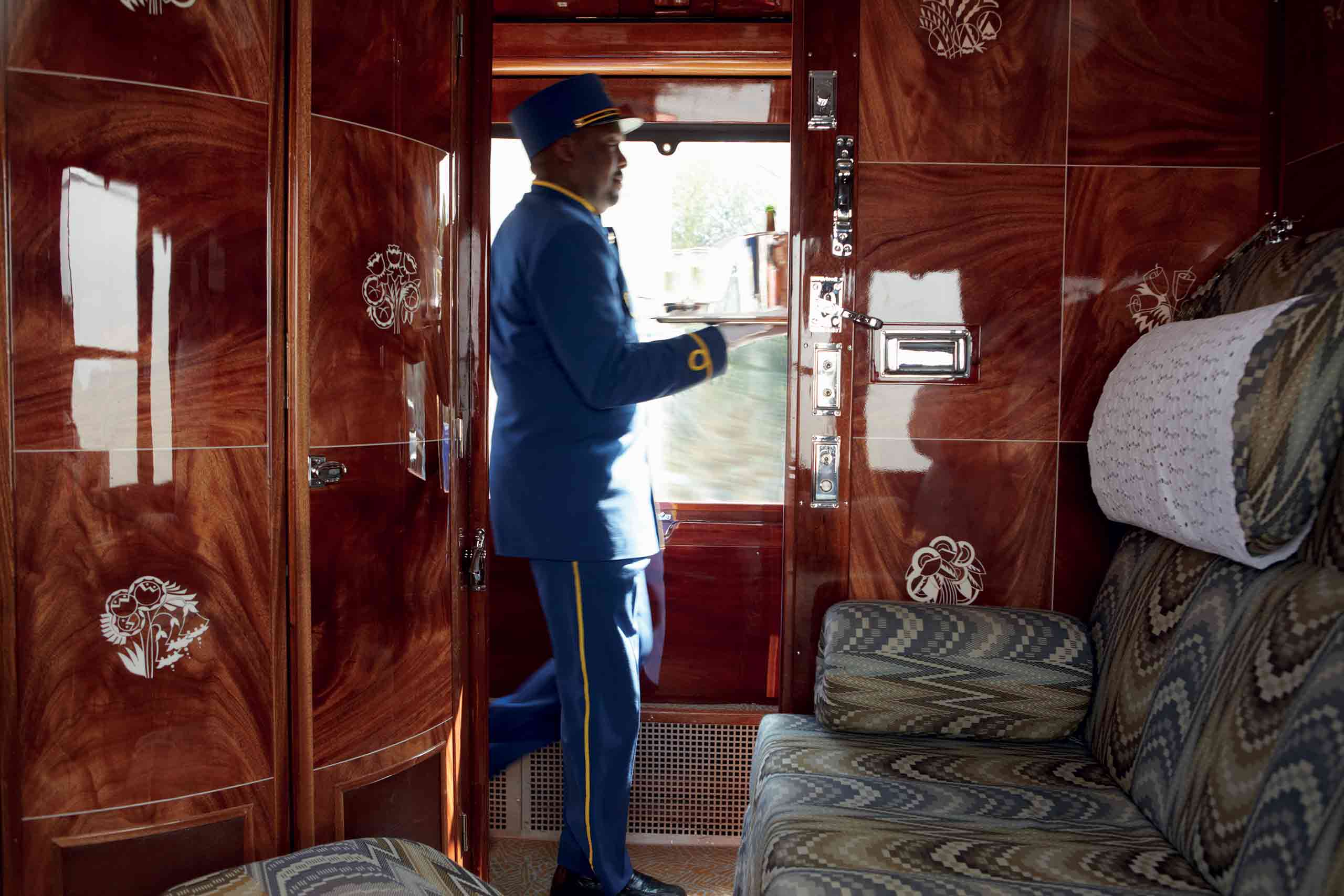 Member of cabin crew aboard the Venice Simplon-Orient-Express.