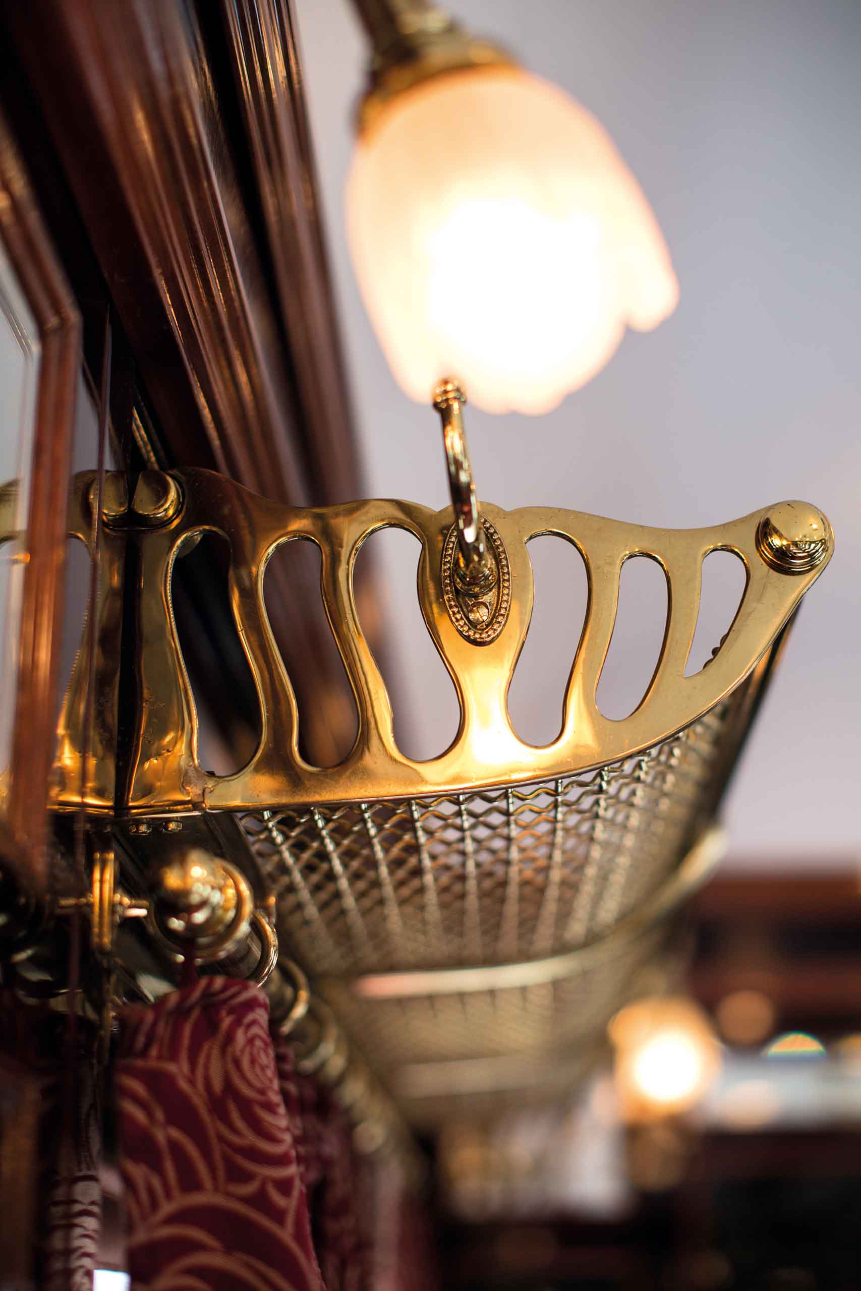 Intricate gold details aboard the train.