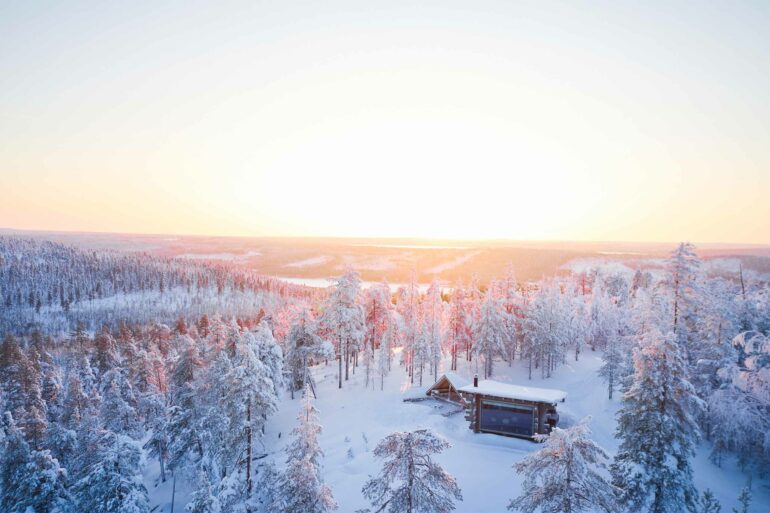 Aerial view of Octola in the Arctic Circle, Finland