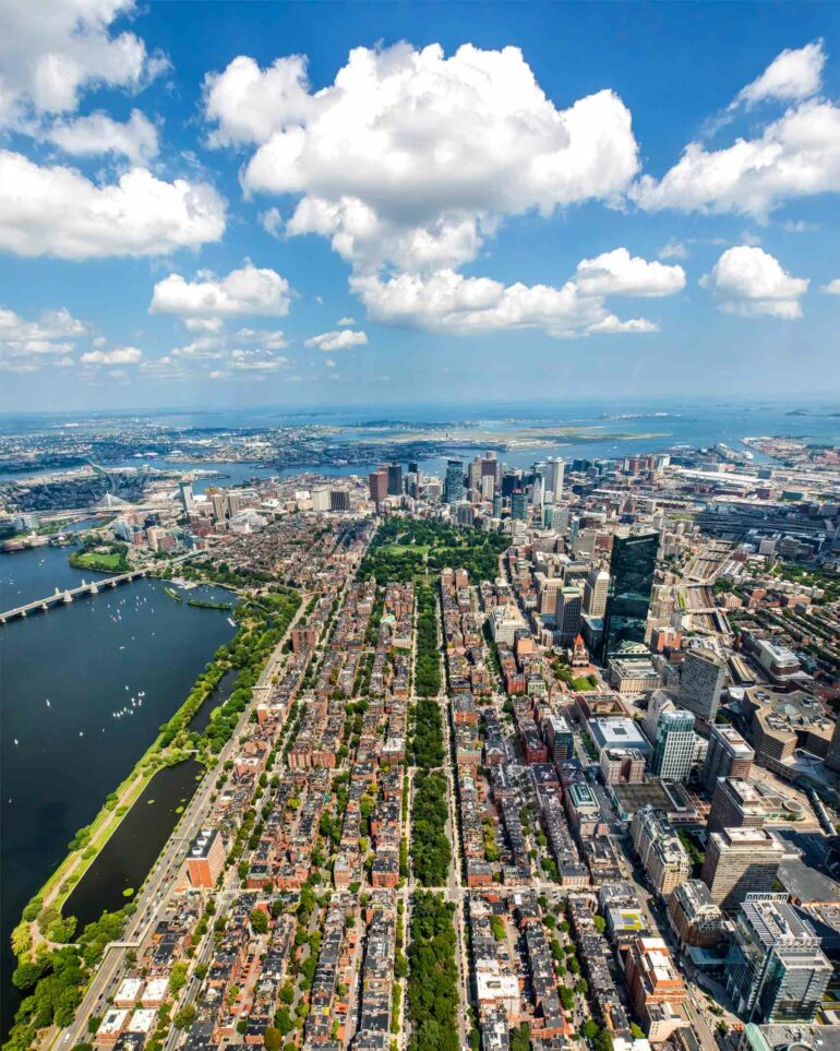 Aerial view of Boston, Massachusetts, USA