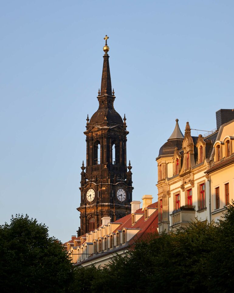 A bell tower in Dresden, Germany