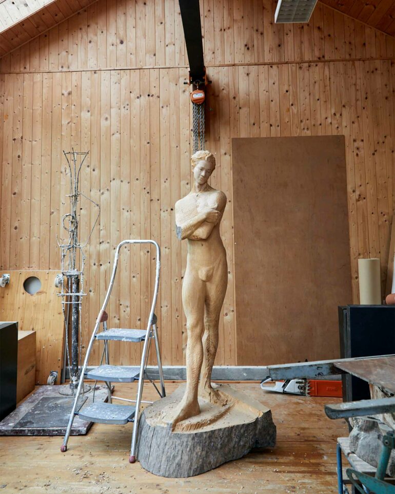 A sculpture in the works, in an artist's atelier in Dresden, Germany