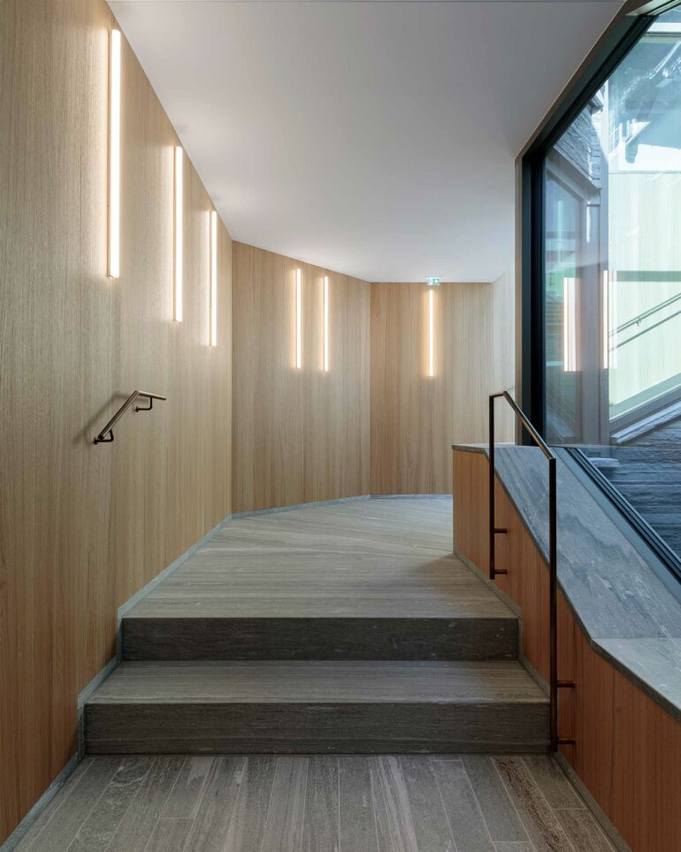 A staircase at the Hotel Arlberg, Lech, Austria