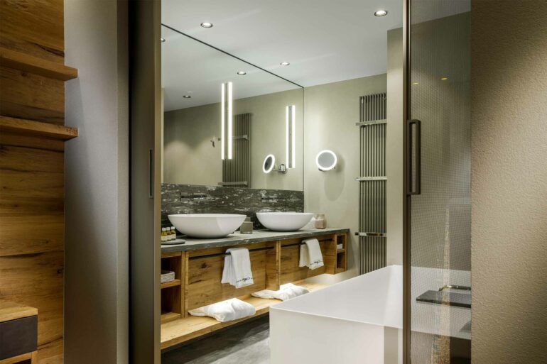 A bathroom at Hotel Arlberg, Lech, Austria