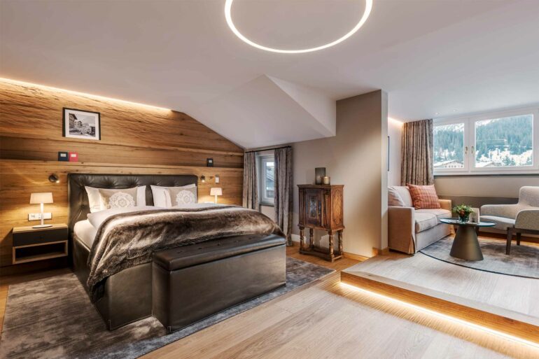 A bedroom at Hotel Arlberg, Lech, Austria