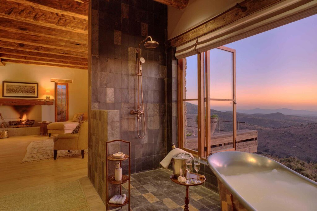 Bathroom with a view at Lengishu, Borana Conservancy, Kenya