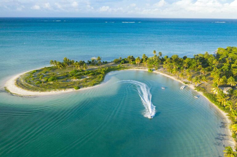 A small boat off the coast of Nosy Ankao, Madagascar