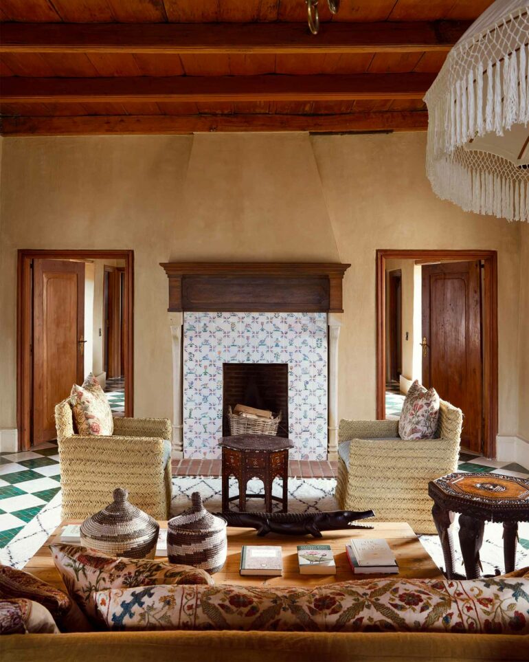 A fireplace at Sterrekopje, Franschhoek, South Africa
