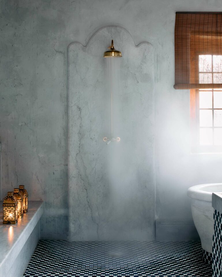 A shower in the hammam room at Sterrekopje, Franschhoek, South Africa