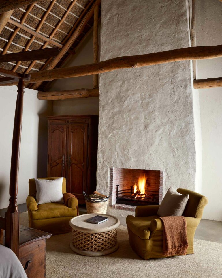A large fireplace at Sterrekopje, Franschhoek, South Africa