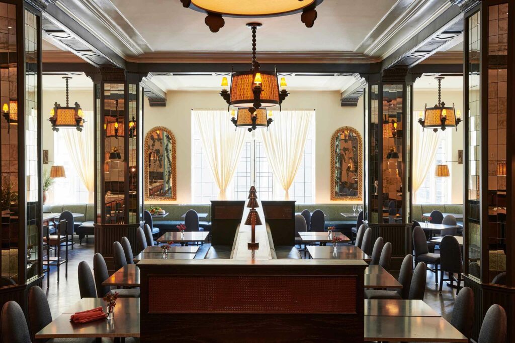 A corporate meeting space at the Hollywood Roosevelt.