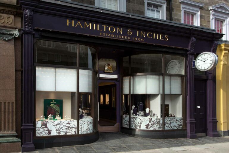 Hamilton & Inches store front in Scotland