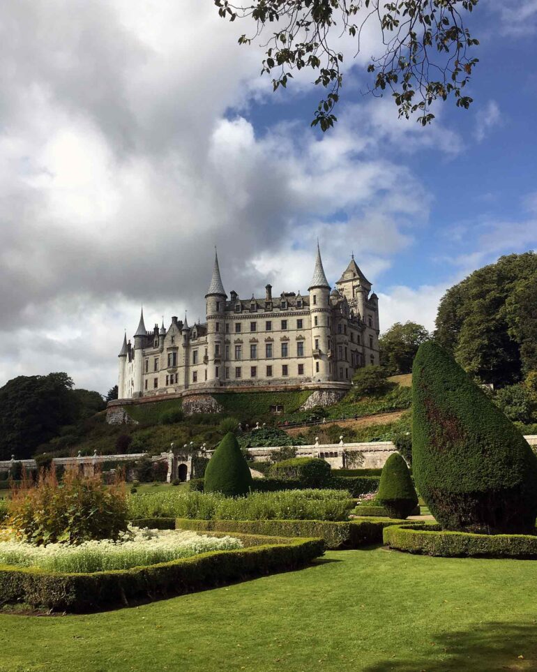 Exterior of Dunrobin Castle in the Scottish Highlands, Scotland