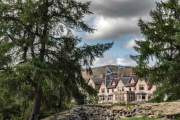 Exterior of the Fife Arms Hotel in the Scottish Highlands, Scotland