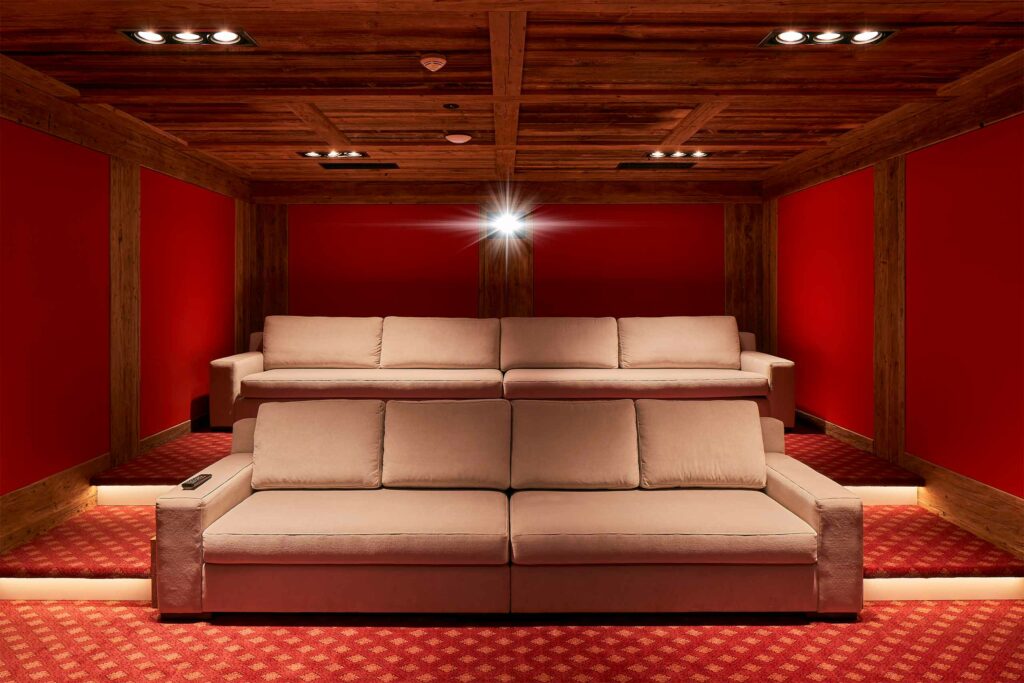 Private cinema room at Hotel Sassongher, Corvara, Alta Badia, Italy