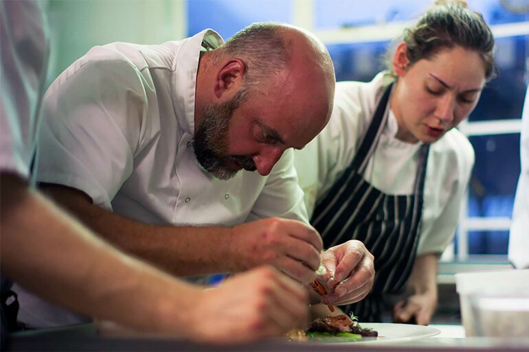 A chef preparing his meal as a contribution to Scottish cuisine, Perthshire, Scotland