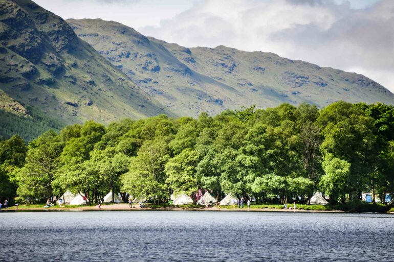 Bel Tents set up for the Mhor Festival, Perthshire, Scotland