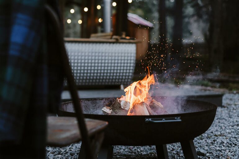 An outdoor fire pit where guests of Scottish hotels warm up in the evenings
