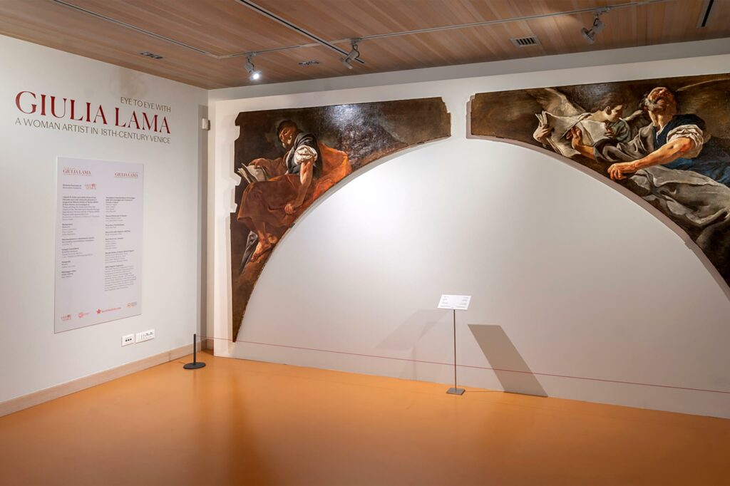 An artwork is displayed in an exhibition after restoration