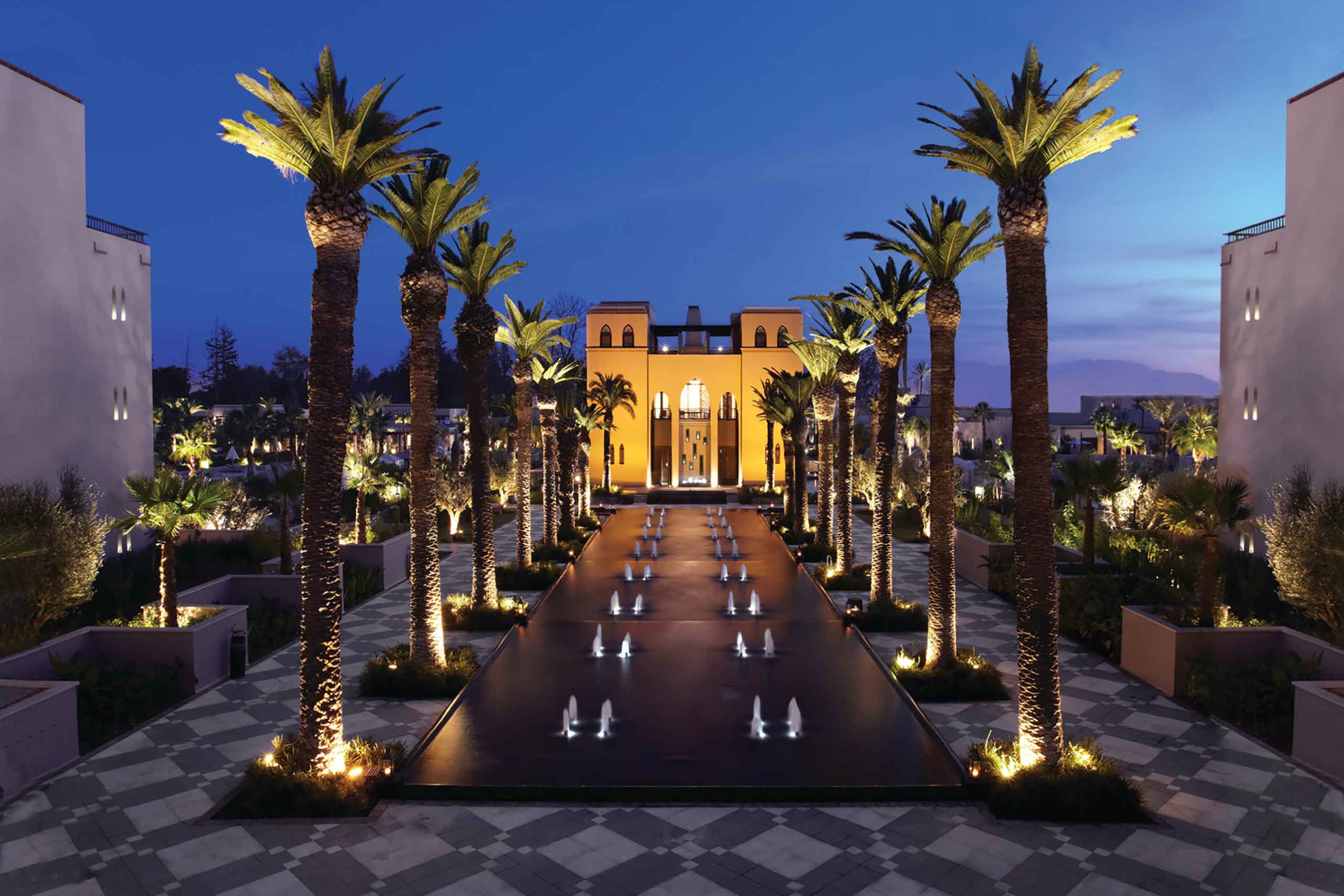 Four Seasons Marrakech, Morocco exterior by night