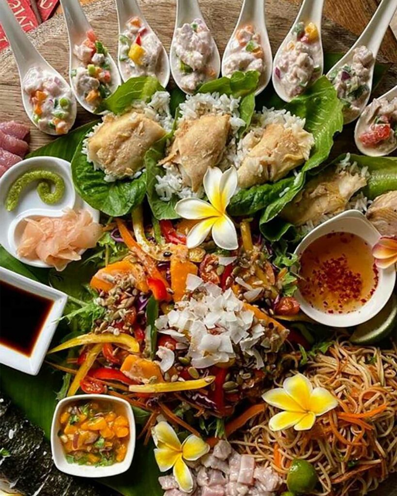 A colourful meal is served in Rarotonga, The Cook Islands