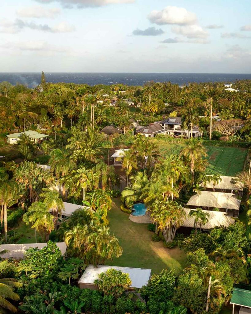 Aerial view of Ikurangi Eco Retreat, Rarotonga, The Cook Islands