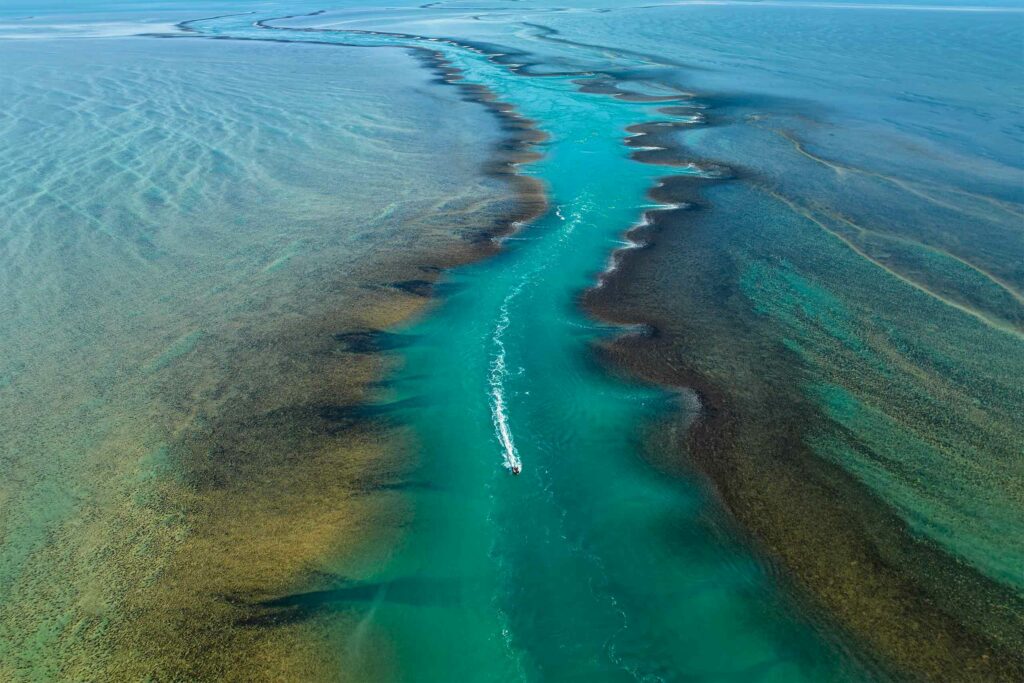 Boat in the Montgomery Reef, Kimberley, Australia