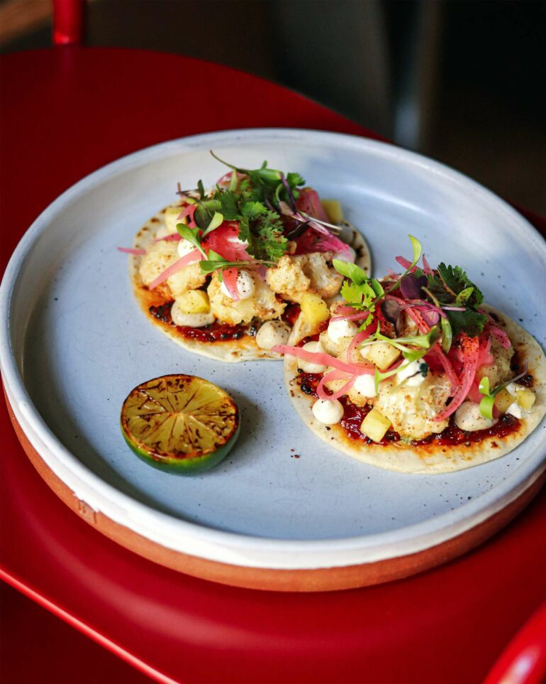A vegetarian meal is served at Test Kitchen Fledgelings, Cape Town, South Africa