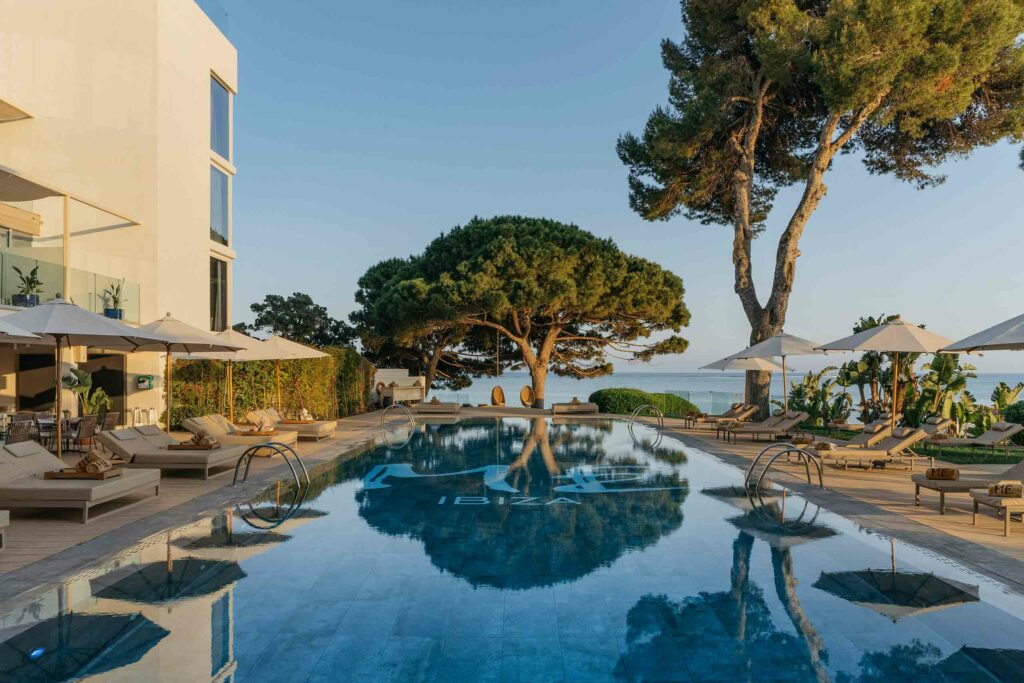 ME Ibiza pool at sunset