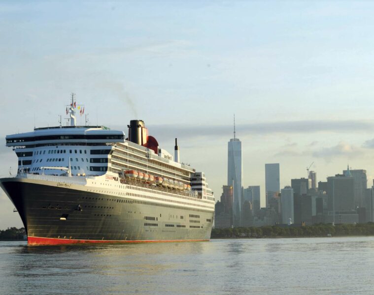 The Queen Mary 2 by Cunard departs NYC, USA