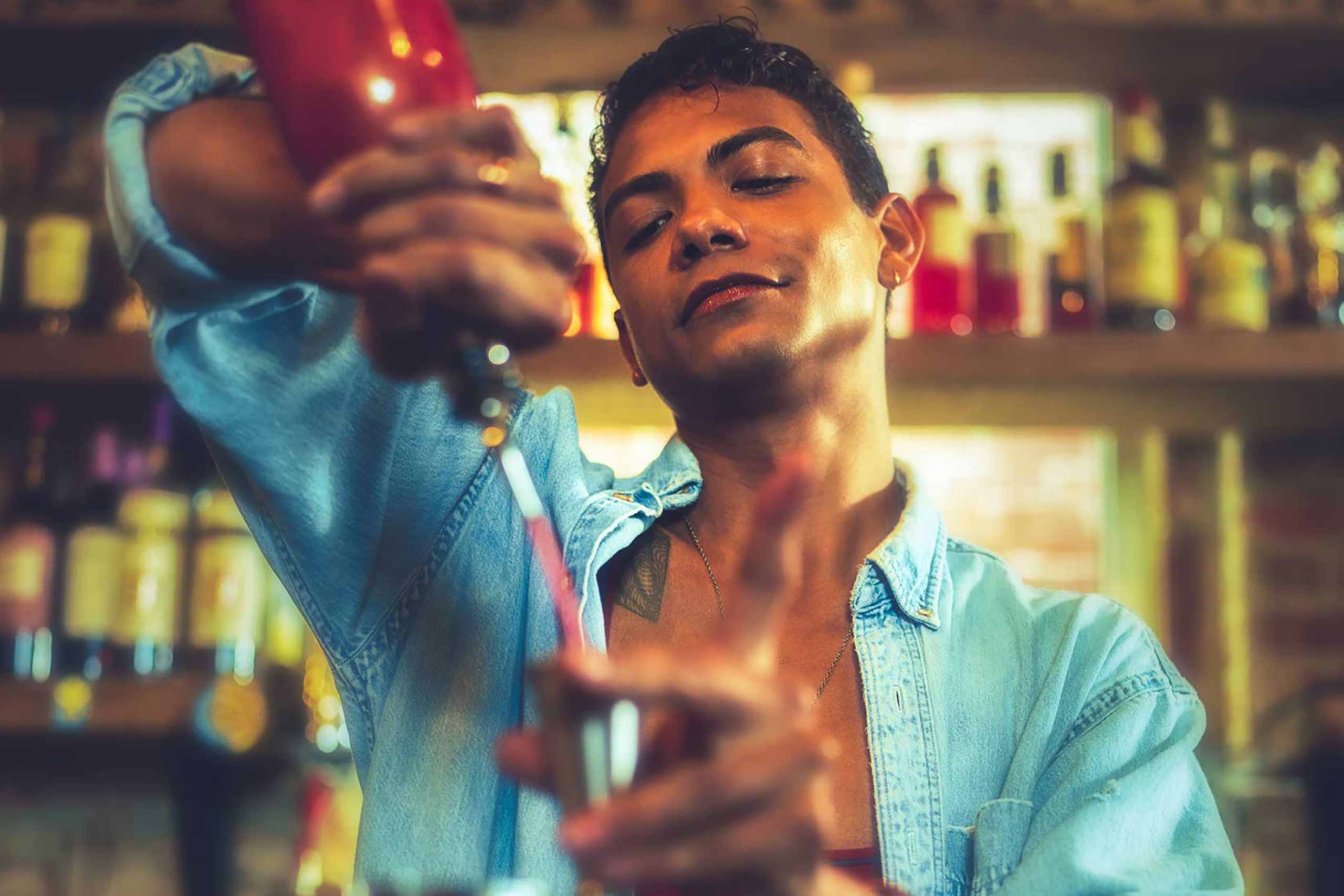 Bartender pouring Bourbon
