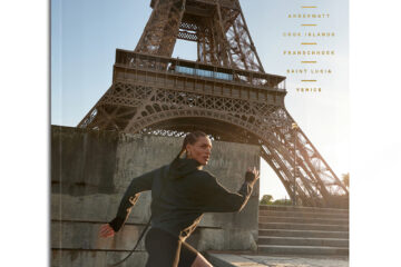 OutThere Paris is turning issue cover with model Koko running past the Eiffel Tower