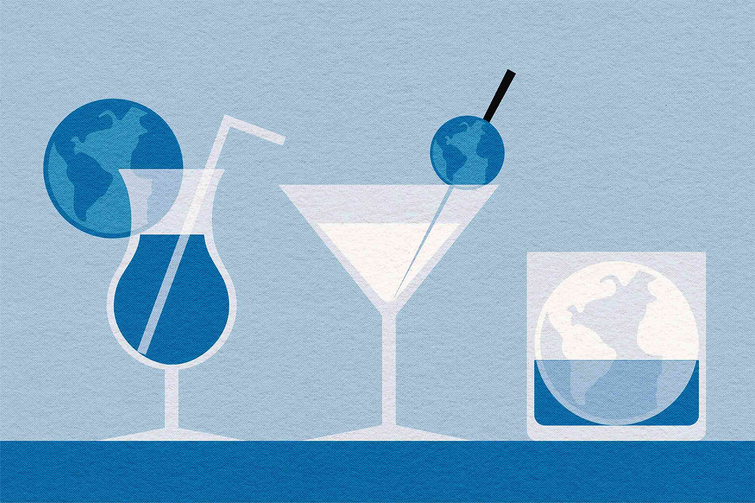Illustration for The Layover column on global drinking culture