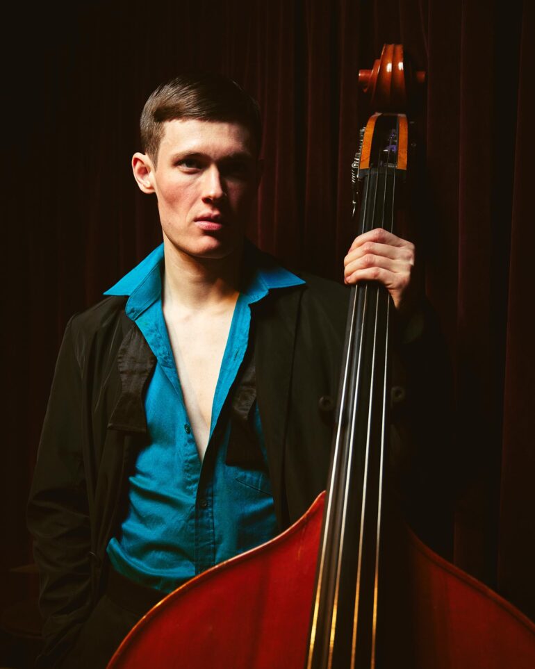 Jill Leflour poses with a bass in London, United Kingdom