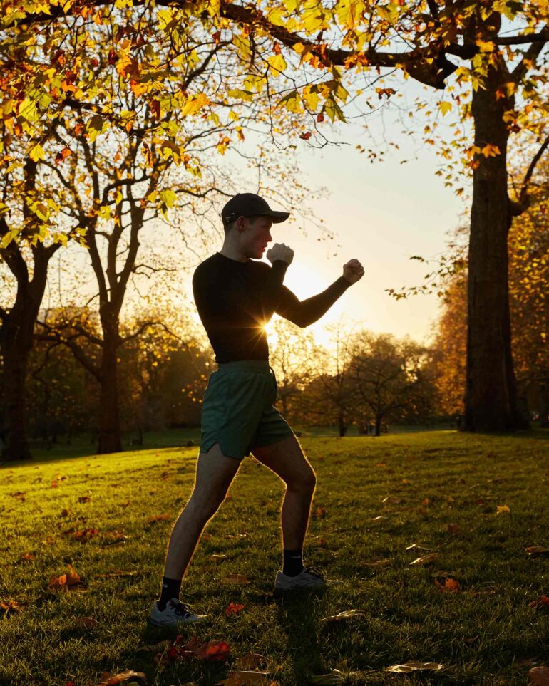 Jill Leflour working out in St. James Park, London, United Kingdom