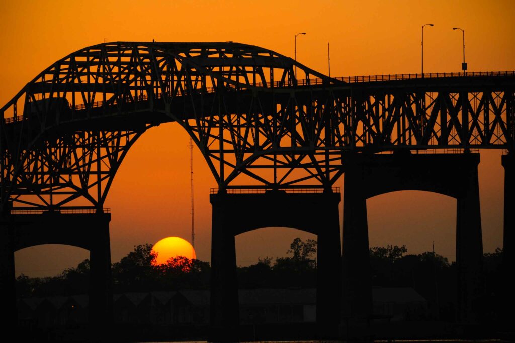 Sunset over Lake Charles, at the end of a Louisiana road trip