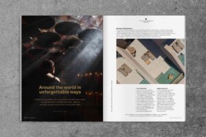 OutThere Experientialist Awards issue spread featuring luxury travel inspiration