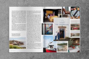 OutThere Experientialist Awards issue spread featuring The Shoregate in Crail, Scotland
