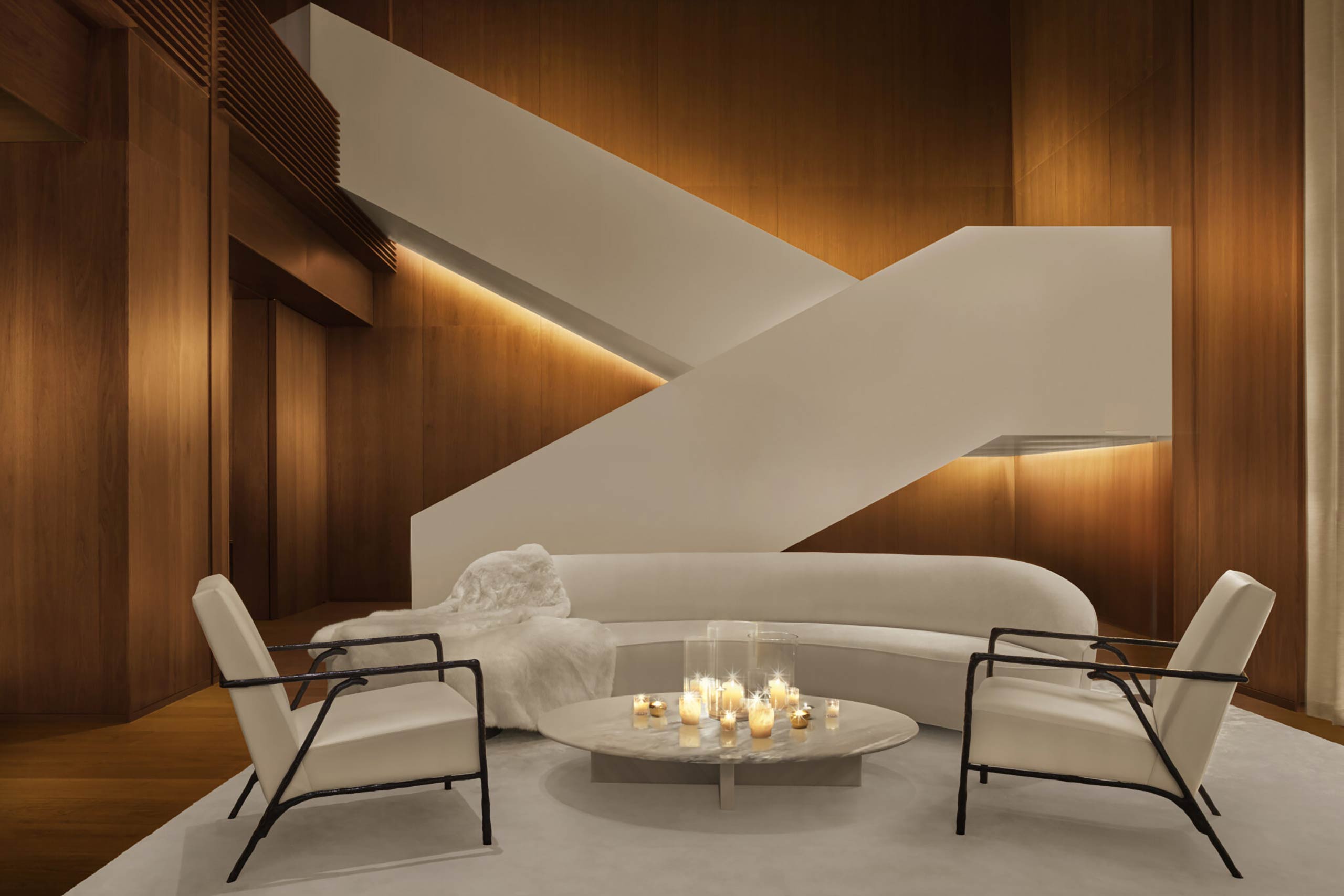 Designer stairwell and interiors at the Tokyo EDITION Ginza